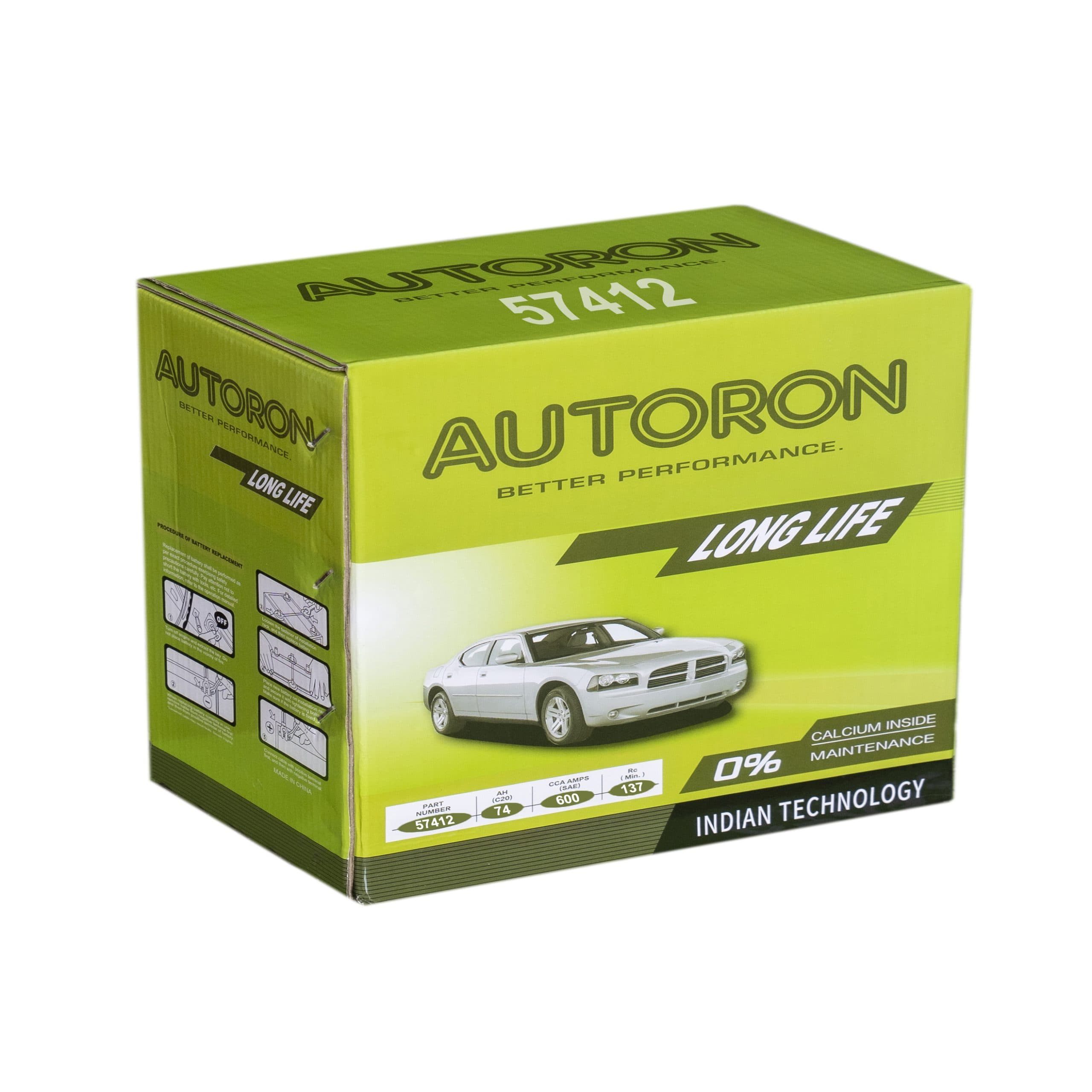 بطارية سيارة Autoron 57412 (80D26L/R) بسعة 70Ah
